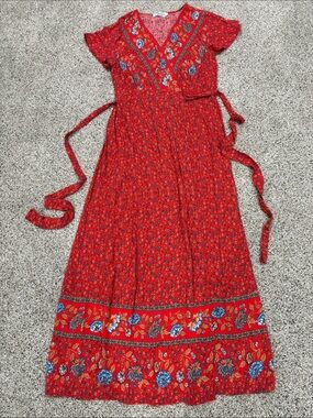 Temofon XL Floral Maxi Wrap Dress